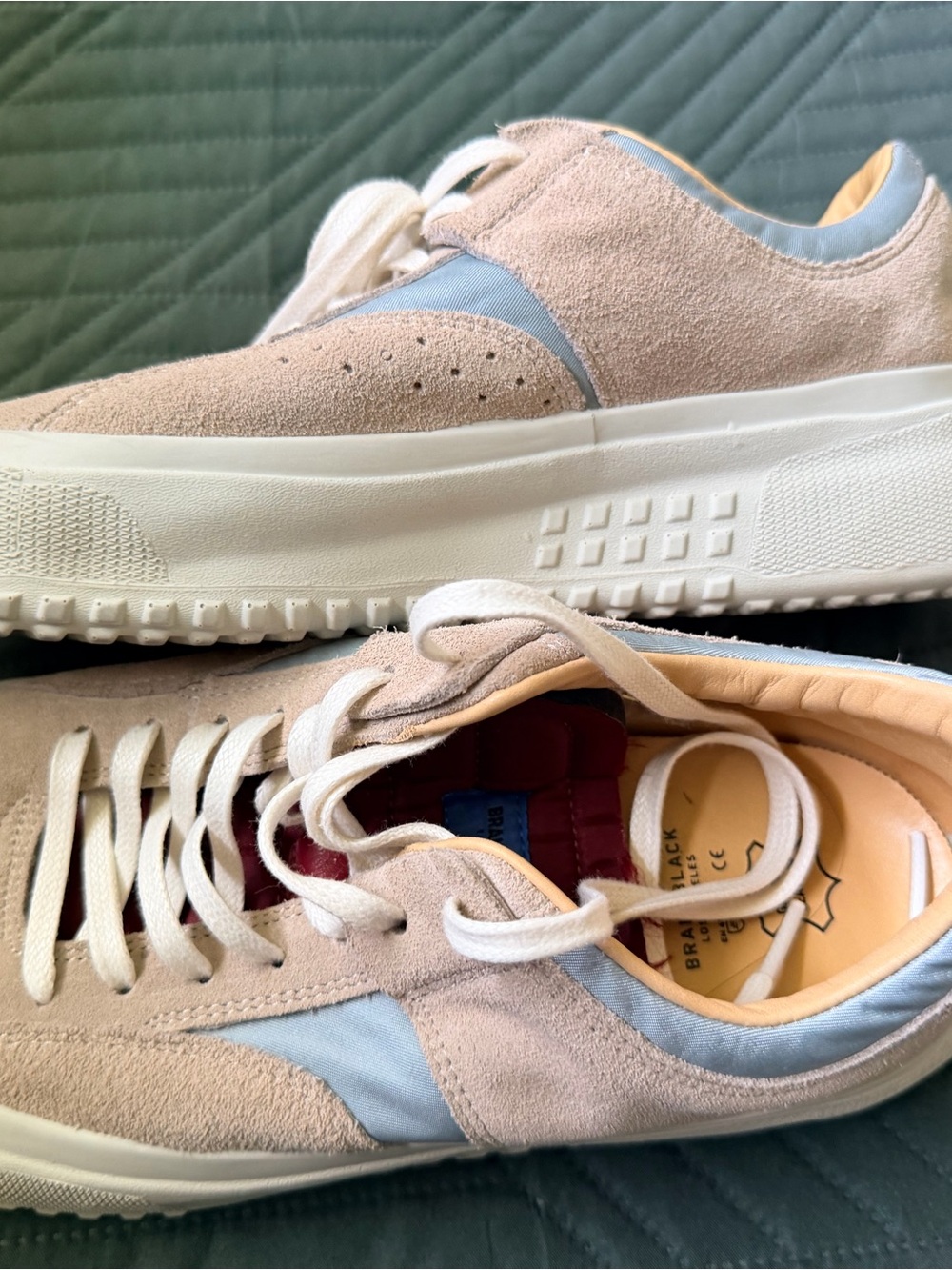 Brandblack Women's Suede Athletic Sneakers in Beige and Light Blue
